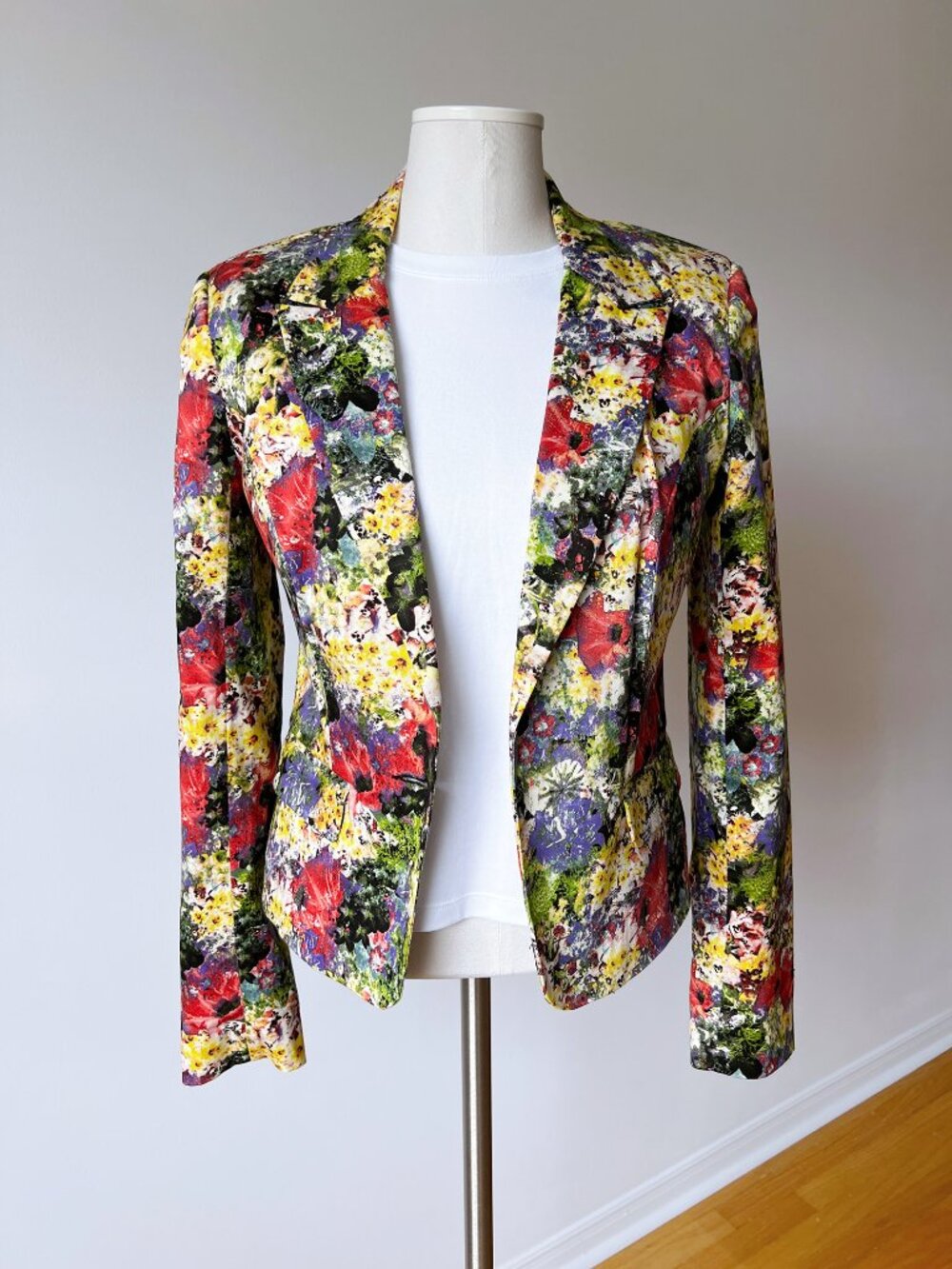 ONLY Azalea Multicolour Watercolor Floral Statement Blazer EU 38